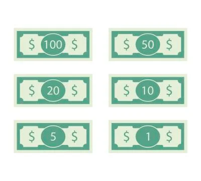 Dollars banknote of set. 100 and 50 bill Stock Illustration