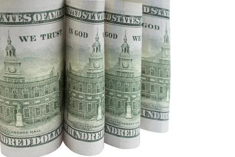 Dollars, banknotes on white background. Top view. black friday, sale Fotos de archivo