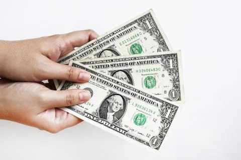 Dollars bill on hand 스톡 사진