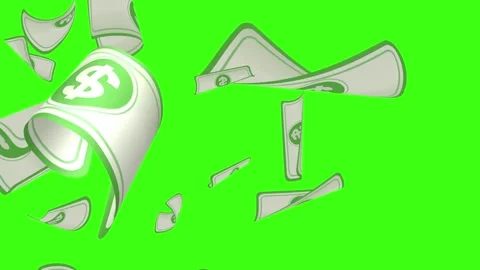 Dollars bills falling down on greenscreen background Stock-Footage 262215985