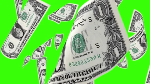 Dollars bills falling down on greenscreen background Stock Footage 262215992