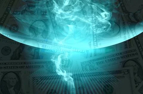 Dollars bills na abstract background with smoke Stock Photos