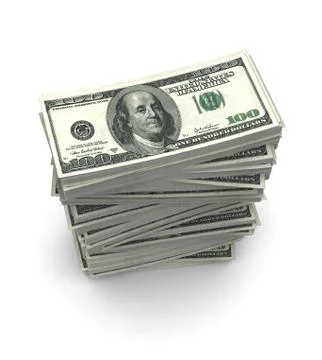 Dollars Bills Packs (with clipping path) Stock Photos
