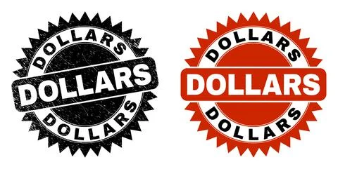 DOLLARS Black Rosette Stamp with Unclean Texture Stock Illustration