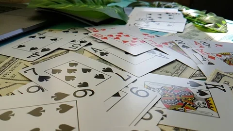 Dollars cards playing slow-motion Stock Footage 90041440