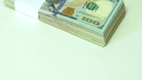 Dollars Cash Set With Count To Bills Of One Hundred Dollars. Stock Footage 145276021
