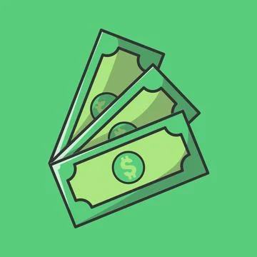 Dollars Cash Vector Icon Illustration. Dollar Cash Vector. Flat Cartoon Sty.. Illustrazione stock