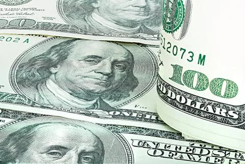 Dollars close-up as a background. Stock Photos