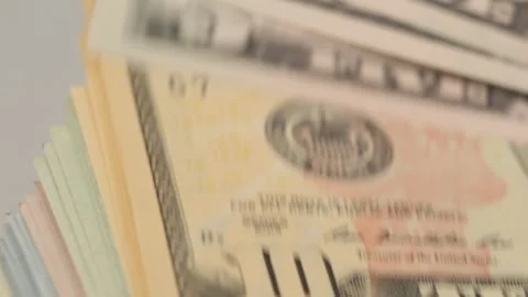Dollars close up on white background Video stock 117440132