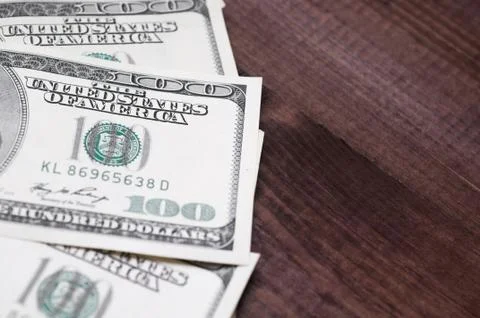 Dollars closeup. Benjamin Franklin's portrait on a  bill. Stock Photos