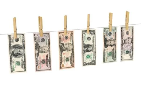 Dollars on clothespins Stock-Illustration