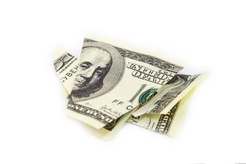 Dollars cut on a white background. Stock Photos