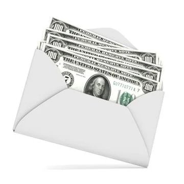 Dollars in envelope. 3D イラスト素材