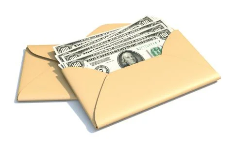 Dollars in envelope 3D Stockillustratie
