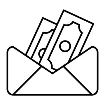 Dollars in envelope thin line icon. Salary vector illustration isolated on white Stock Illustration