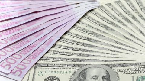 Dollars. euro. Foto stock