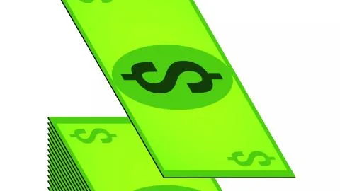 Dollars fall in a pile on a white background, isometric, isolate Stock Illustration