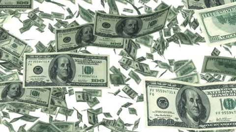 Dollars falling. Alpha mask. HD 1080. Stock Footage 20970222