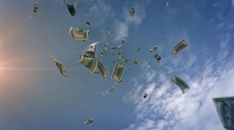 Dollars Falling From the Sky Stock Footage 10859667