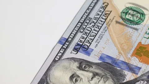 Dollars on gray table Stock Footage 107129992