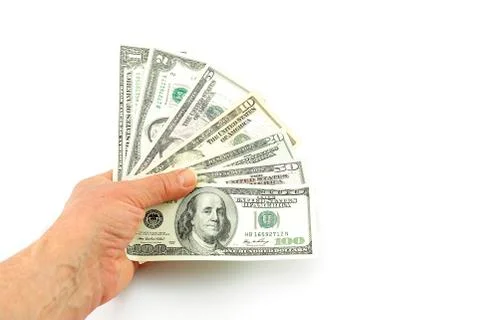 Dollars in a hand Stock Photos