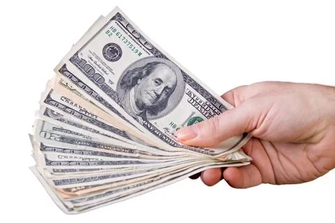 Dollars in hand Stock Photos