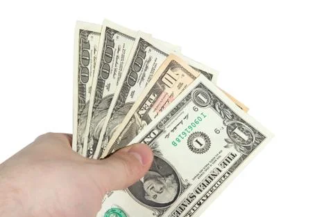 Dollars in a hand Stock Photos