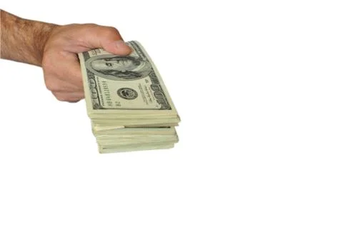 Dollars in the hand on white Stock Photos