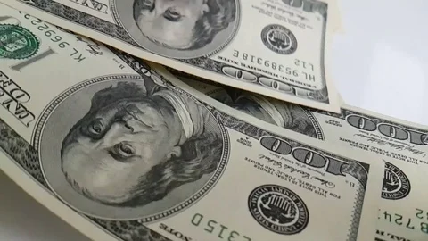 Dollars hands count on a white background dollars Stock Footage 87987419