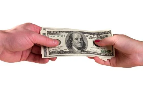 Dollars in hands. Stock Photos