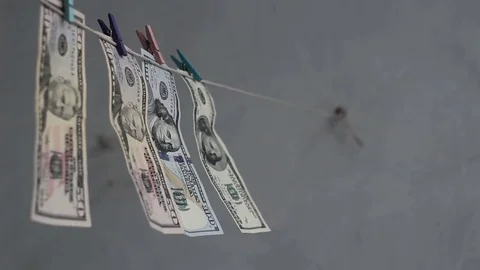 Dollars hang on rope Video stock 73803058