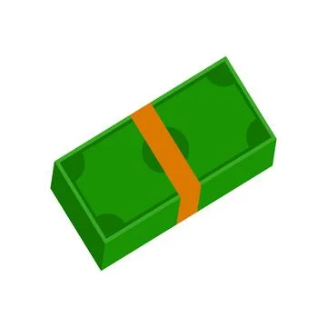 Dollars icon in isometric 3d style. Banknotes, coins, cash. Graphic design Stock Illustration