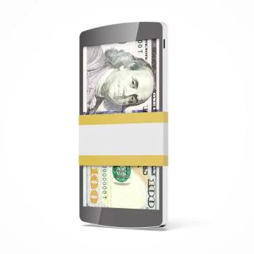 Dollars inside black smart phone Stock-Illustration