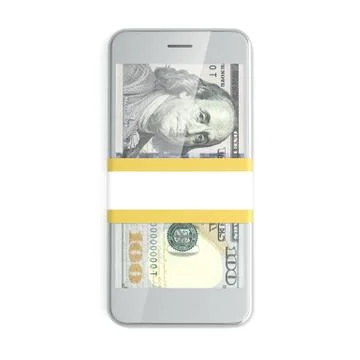 Dollars inside smart phone Stock Illustration