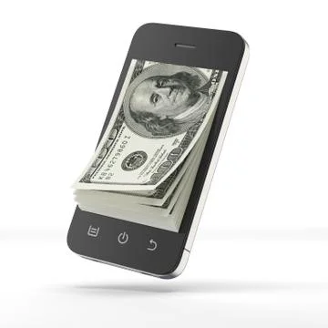 Dollars inside smart phone Ilustração Stock