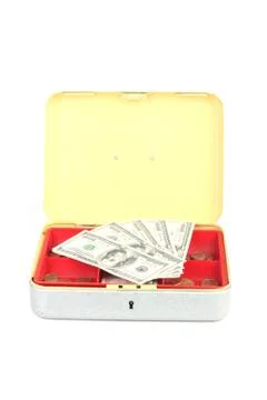 Dollars in the money box Stock Photos