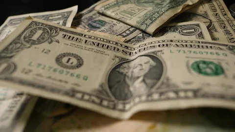 Dollars money set with count to bills of one hundred dollars Stock Footage 109343593