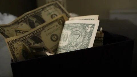 Dollars money set Slow Pan With Shallow Dof Stock Footage 109330877