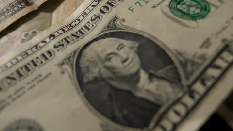 Dollars money set Slow Pan With Shallow Dof and smoke Stock Footage 109345166