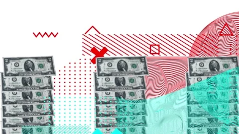 Dollars money stop motion video animation collage photo with modern backgrou Stock Footage 237257191