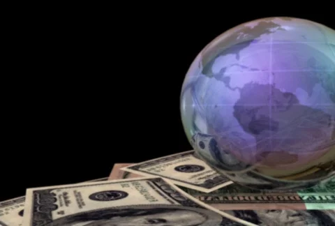 Dollars n globe  looping  Stock Footage 326558