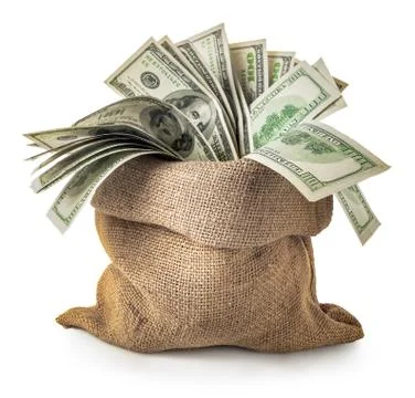 Dollars in a sack Stock Photos