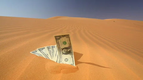 Dollars in the sand - saying Stock Footage 562899