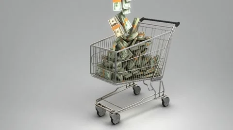 Dollars in the shopping cart Stock-Footage 8954834