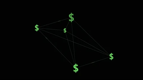 Dollars Sign Network Connected Stock Footage 130955184