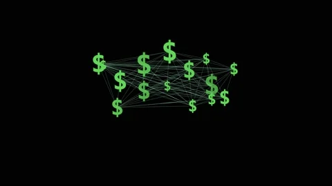 Dollars Sign Network Connected Stock Footage 130955196