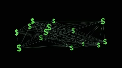 Dollars Sign Network Connected Stock Footage 130955214