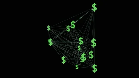 Dollars Sign Network Connected Stock Footage 130955243