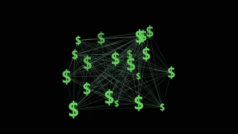 Dollars Sign Network Connected Stock Footage 130955269