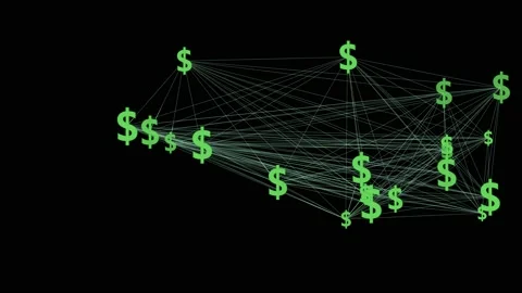 Dollars Sign Network Connected Stock Footage 130955294